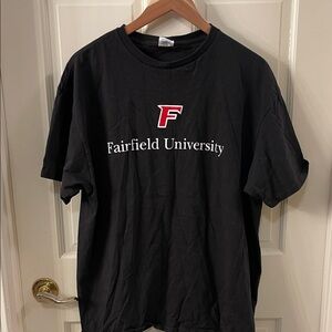 Fairfield University Black T-Shirt with Red Logo